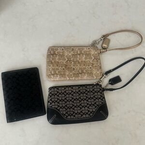 Selling all 3 as a bundle.  2 Coach wristlets and one passport cover